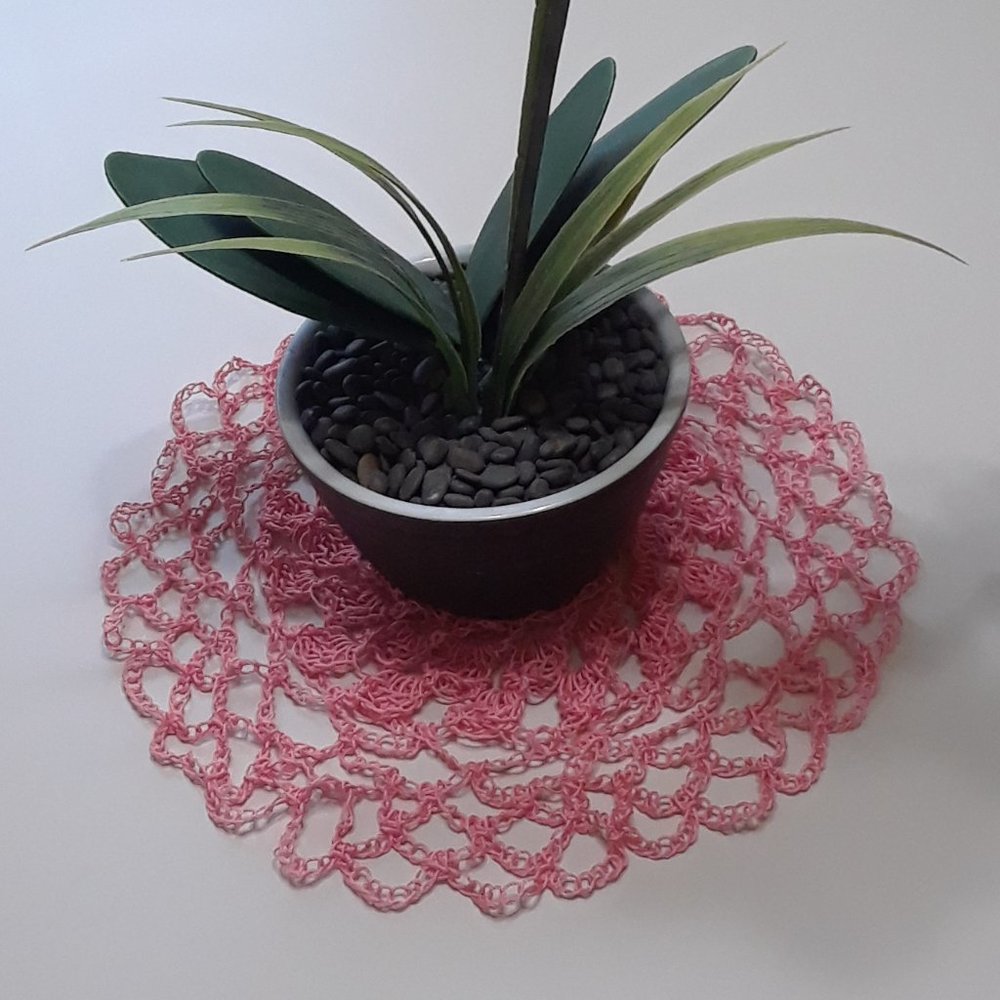 Detailed Handmade Coral Crochet Doily 10"